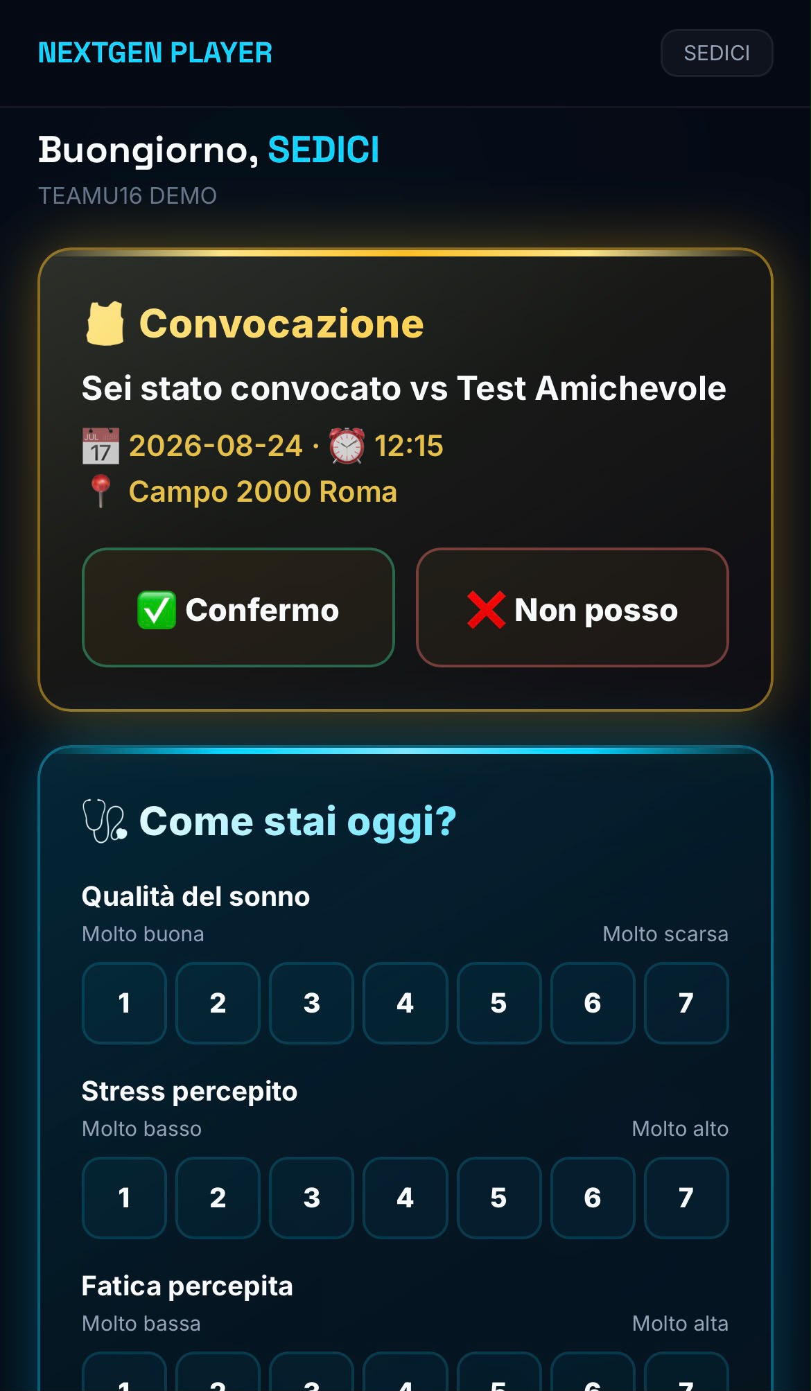 Convocazione su WebApp Player